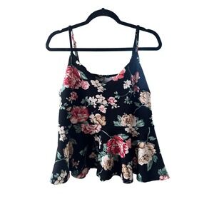 SHEIN Curve Floral Peplum Top Scallop V-neck 0XL Stretchy, Feminine, Coquette